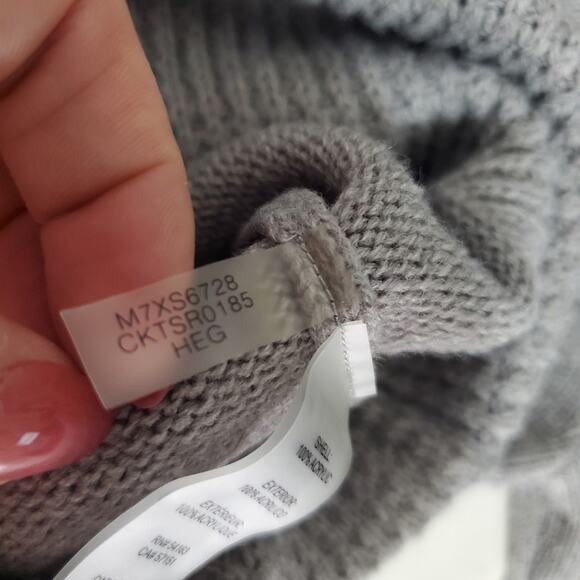 Calvin Klein | Slouchy Cowl Neck Mixed Knit Minibell Sleeve Sweater - Picture 10 of 10